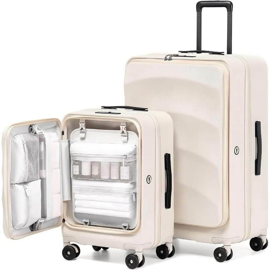 Expandable Hard Shell Luggage Set - Conjunto de malas expansíveis com abertura