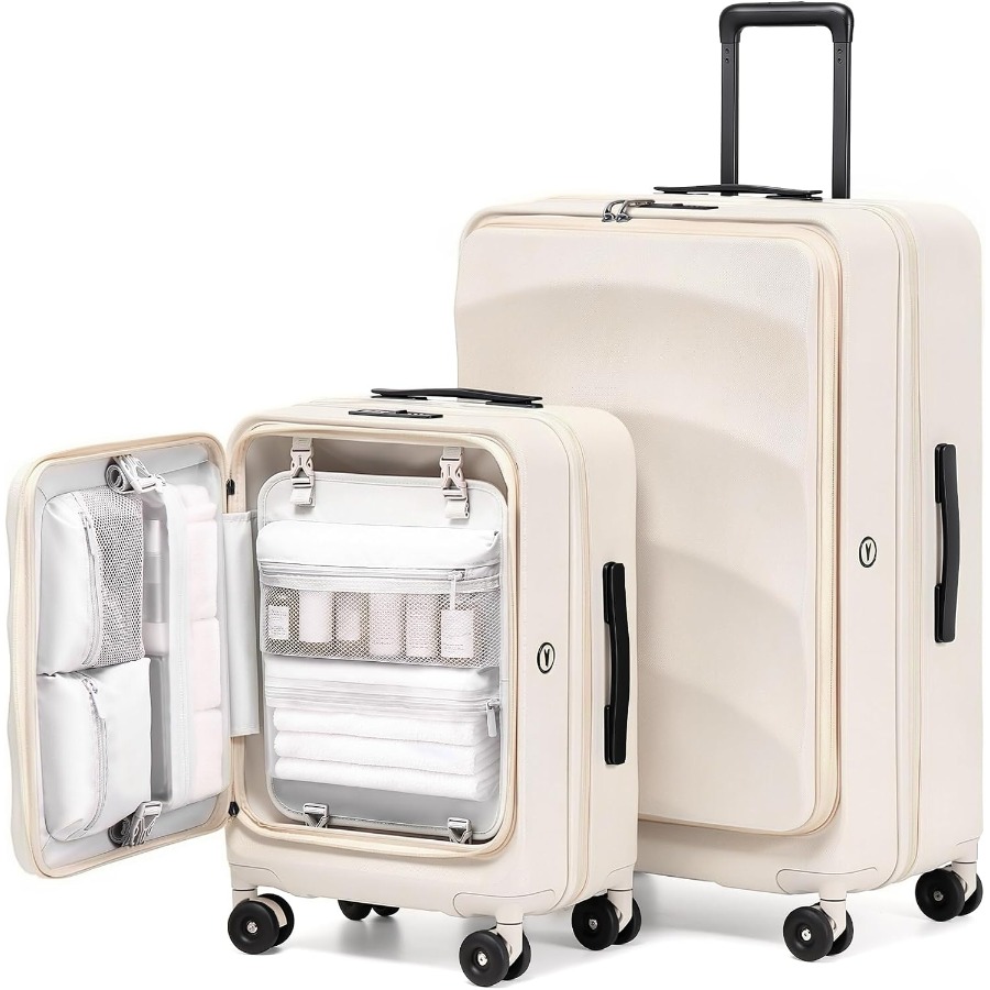 Expandable Hard Shell Luggage Set - Conjunto de malas expansíveis com abertura