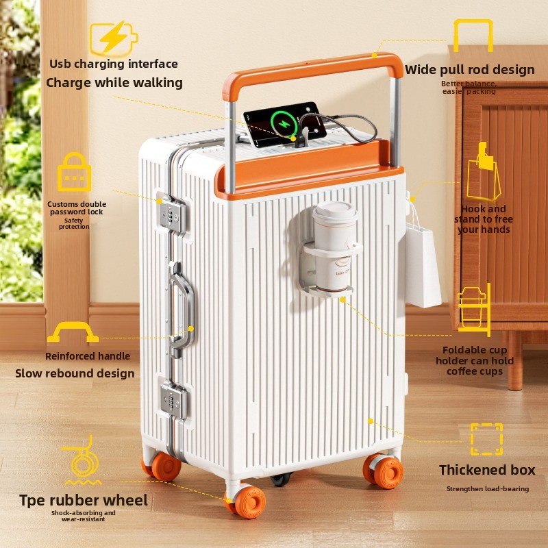 Mala de viagem com alça larga  - Aluminum Frame Carry On Luggage avaliação e preço