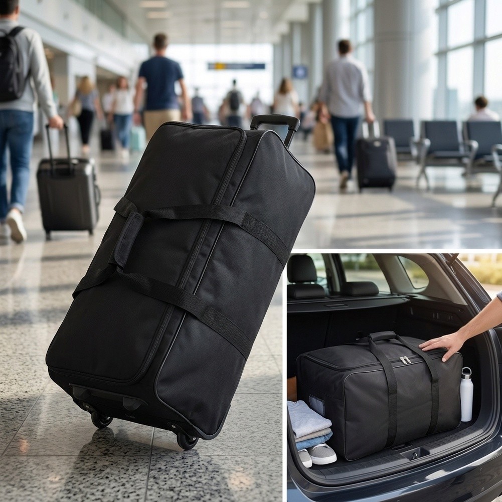 Mala de viagem dobrável com ro - Foldable Rolling Luggage Bag avaliação e preço