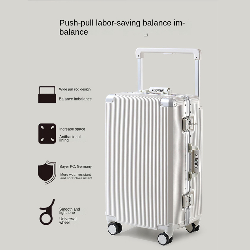Mala de viagem com alça larga  - Aluminum Frame Carry On Luggage avaliação e preço