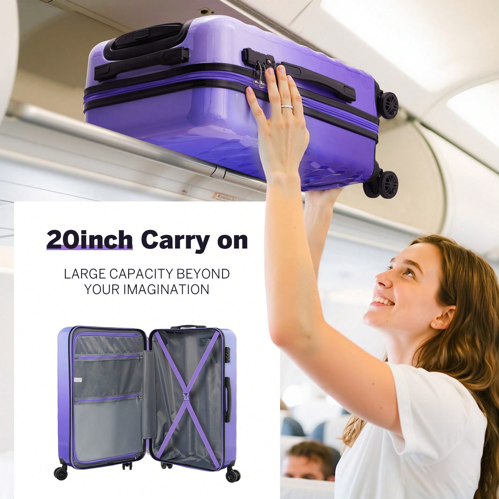 Conjunto de malas rígidas de 2 - Spinner Wheel Rolling Suitcase 20 Inch avaliação e preço